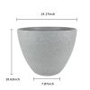 2 Pcs 14" Round Plant Pots, Flower Pots With Drainage Holes, Light Gray