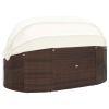 Outdoor Lounge Bed With Canopy Poly Rattan Brown