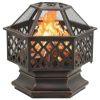 Rustic Fire Pit With Poker 24.4"X21.3"X22" Xxl Steel