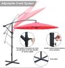 9 Ft Offset Hanging Market Patio Umbrella W/Easy Tilt Adjustment For Backyard, Poolside, Lawn And Garden, Red