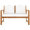 Garden Bench 47.2" With Cream Cushion Solid Acacia Wood