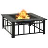 Garden Fire Pit With Poker 31.9"X31.9"X18.5" Xxl Steel