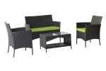 Patio Outdoor Rattan Furniture -4 Piece Loveseat +2 Armchair+Coffie Table For Garden 4 Pc Garden Patio Furniture