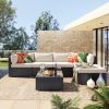 6-Piece Patio Furniture Set Corner Sofa Set With Thick Removable Cushions, Pe Rattan Wicker, Outdoor Garden Sectional Sofa Chair, Removable Beige Cush