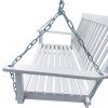 Front Porch Swing With Armrests, Wood Bench Swing With Hanging Chains,For Outdoor Patio ,Garden Yard, Porch, Backyard, Or Sunroom,Easy To Assemble,Whi
