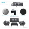 Higold - Gloria 4 Pieces Conversation Sofa Set For Outdoor Using, With Grade A Teak, Matte Charcoal Aluminum Frame Finish, Black Pillows&Cushions Incl
