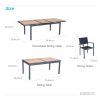 Higold - Heck 9 Pieces Retractable Patio Dining Sets, For Outdoor Dining Using, Grade A Teak, Matte Charcoal Aluminum Frame And Textilene Finished
