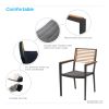 Higold - Champion Patio Dining Set, 7 Pieces Outdoor Dining Chairs With Teak Solid Wood Tabletop, Matte Charcoal Aluminum Frame