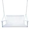 Front Porch Swing With Armrests, Wood Bench Swing With Hanging Chains,For Outdoor Patio ,Garden Yard, Porch, Backyard, Or Sunroom,Easy To Assemble,Whi