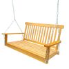 Front Porch Swing With Armrests, Wood Bench Swing With Hanging Chains,For Outdoor Patio ,Garden Yard, Porch, Backyard, Or Sunroom,Easy To Assemble,Tea