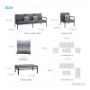 Higold - Gloria 4 Pieces Conversation Sofa Set For Outdoor Using, With Grade A Teak, Matte Charcoal Aluminum Frame Finish, Black Pillows&Cushions Incl