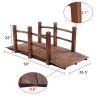 Garden Bridge, Classic Wooden Arch With Safety Rails Footbridge, Decorative Pond Landscaping, Backyard Creek Or Farm Xh