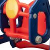 3 In 1 Slide And Swing Set With Basketball Hoop For 1-8 Years Old Children Indoor And Outdoor, Red & Blue Xh