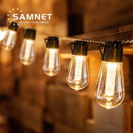 Led Solar String Lights Christmas Decoration Light Bulb Ip65 Waterproof Patio Lamp Holiday Garland For Outdoor Garden Furniture (Wattage: 9.5M 30 Bulbs, Color: Warm Solar)