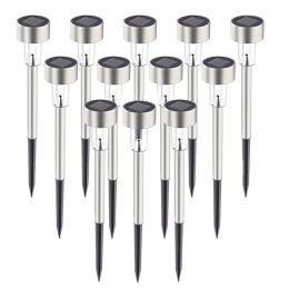 12Pack Solar Garden Light Outdoor Solar Powered Lamp Lantern Waterproof Landscape Lighting For Pathway Patio Yard Lawn Decoration (Color: White)