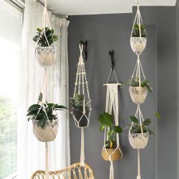 Hanging Plant Handmade Macrame Plant Hanger Flower Pot Planter Hanger Wall Decor Courtyard Garden Hanging Planter Hanging Basket (Color: Style 13)