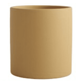 Nordic Industrial Style Colorful Ceramic Flowerpot Succulent Planter Green Plants Cylindrical Shape Flower Pot With Hole Tray (Color: Khaki, size: 13X13X13)