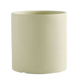 Nordic Industrial Style Colorful Ceramic Flowerpot Succulent Planter Green Plants Cylindrical Shape Flower Pot With Hole Tray (Color: Matcha Green, size: 9X9X9 With Plate)