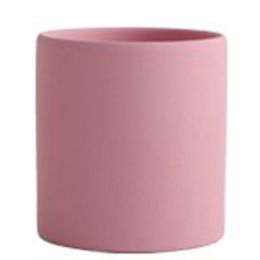 Nordic Industrial Style Colorful Ceramic Flowerpot Succulent Planter Green Plants Cylindrical Shape Flower Pot With Hole Tray (Color: Pink, size: 13X13X13 With Plate)