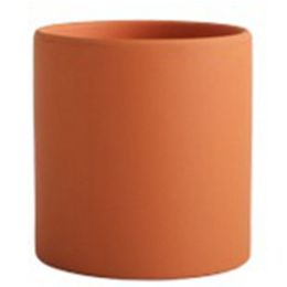 Nordic Industrial Style Colorful Ceramic Flowerpot Succulent Planter Green Plants Cylindrical Shape Flower Pot With Hole Tray (Color: Orange, size: 9X9X9)