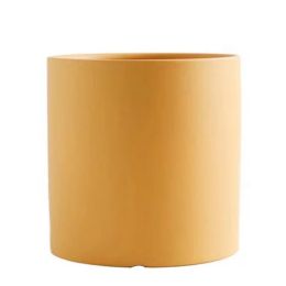 Nordic Industrial Style Colorful Ceramic Flowerpot Succulent Planter Green Plants Cylindrical Shape Flower Pot With Hole Tray (Color: Yellow, size: 9X9X9)