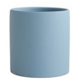 Nordic Industrial Style Colorful Ceramic Flowerpot Succulent Planter Green Plants Cylindrical Shape Flower Pot With Hole Tray (Color: Light Blue, size: 13X13X13)