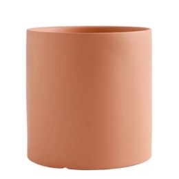 Nordic Industrial Style Colorful Ceramic Flowerpot Succulent Planter Green Plants Cylindrical Shape Flower Pot With Hole Tray (Color: Dark Orange, size: 13X13X13)
