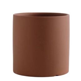 Nordic Industrial Style Colorful Ceramic Flowerpot Succulent Planter Green Plants Cylindrical Shape Flower Pot With Hole Tray (Color: Brown, size: 9X9X9)