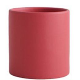 Nordic Industrial Style Colorful Ceramic Flowerpot Succulent Planter Green Plants Cylindrical Shape Flower Pot With Hole Tray (Color: Red, size: 13X13X13)
