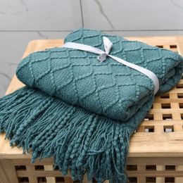 Nordic Knitted Throw Thread Blankets On The Bed Sofa Throw Travel Tv Nap Blankets Soft Towel Bed Plaid Tapestry (Color: Orange)