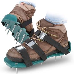 Lawn Aerator Shoes With Stainless Steel Shovel, Free-Installation Aerating Shoe With Hook & Loop Straps, Heavy Duty Spiked Aerating Sandals, One-Size- (Quantity: 2 Packs)