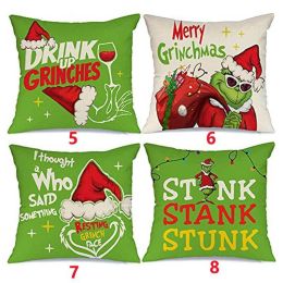 18X18 In Of For Christmas Decorations Green Buffalo Plaid Grinch Christmas Pillow Covers (size: 5)
