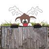 Christmas Ornament Santa Claus Reindeer Fence Decor Outdoor Christmas Fence Decoration