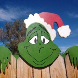 Christmas Ornament Santa Claus Reindeer Fence Decor Outdoor Christmas Fence Decoration (size: 3)