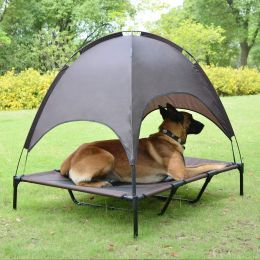 Elevated Pet Dog Bed Tent With Canopy, Pet Puppy Bed Outdoor Tent House, Breathable Portable Dog Cushion With Sun Canopy Double-Layer Camp Tent (size: large)