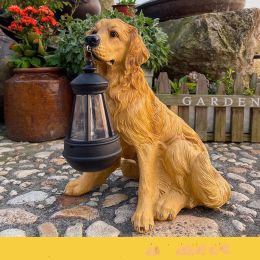 Led Solar Light Dog Lantern Sculpture Resin Craft Ornament Home Porch Decor Garden Solar Powered Led Light Dog Statues (Option: Golden Retriever)