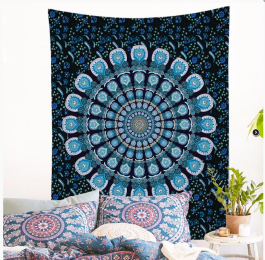 Printed Mandala Home Tapestry Wall Hanging Wall Decoration (Color: Green)