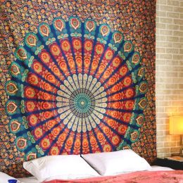 Printed Mandala Home Tapestry Wall Hanging Wall Decoration (Color: Orange)