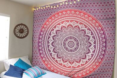 Indian Mandala Tapestry Green Blue Flower Beautiful Wall Art Tapestry 210X150Cm Bedspread Beach Towel Yoga Blanket Table Cloth (Option: 5)