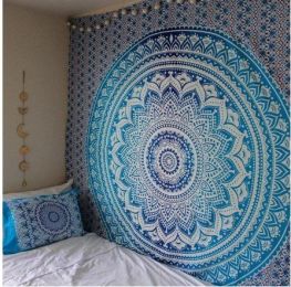 Indian Mandala Tapestry Green Blue Flower Beautiful Wall Art Tapestry 210X150Cm Bedspread Beach Towel Yoga Blanket Table Cloth (Option: 2)