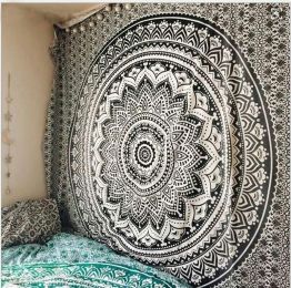 Indian Mandala Tapestry Green Blue Flower Beautiful Wall Art Tapestry 210X150Cm Bedspread Beach Towel Yoga Blanket Table Cloth (Option: 3)