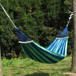 Breathable Hammock With Two Anti Roll Balance Beam (Color: Blue)