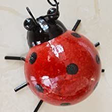 Set Of 4 Cute Metal Ladybugs Garden Sculptures & Statues (Color: Red)