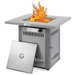 28In Outdoor Propane Fire Pit Table 50,000 Btu Silver Square Gas Fire Pit Table (Color: 28-Col-Yh)