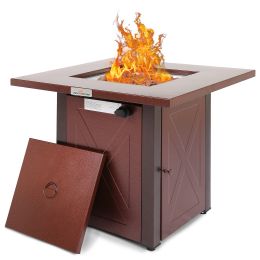 28In Outdoor Propane Fire Pit Table 50,000 Btu Silver Square Gas Fire Pit Table (Color: 28-X-Jh)