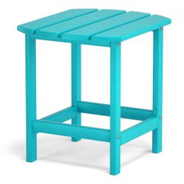 Adirondack Outdoor Side Table, Hdpe Plastic End Tables For Patio, Backyard, Pool, Indoor Outdoor Companion, Easy Maintenance Weather Resistant Lawn Fu (Color: Lake Blue)