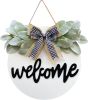 Welcome Wreath Sign For Front Door Porch Decor Farmhouse Front Door Wreath Rustic Style - Round Hanging Spring Summer Christmas Decoration For Home In