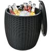 Patio Rattan Cool Bar 12 Gallon 4-In-1 Cocktail Table Side Table