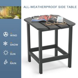 Adirondack Outdoor Side Table, Hdpe Plastic End Tables For Patio, Backyard, Pool, Indoor Outdoor Companion, Easy Maintenance Weather Resistant Lawn Fu (Color: Gray)