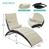Patio Wicker Sun Lounger, Pe Rattan Foldable Chaise Lounger With Removable Cushion And Bolster Pillow, Black Wicker And Beige Cushion (2 Sets)
